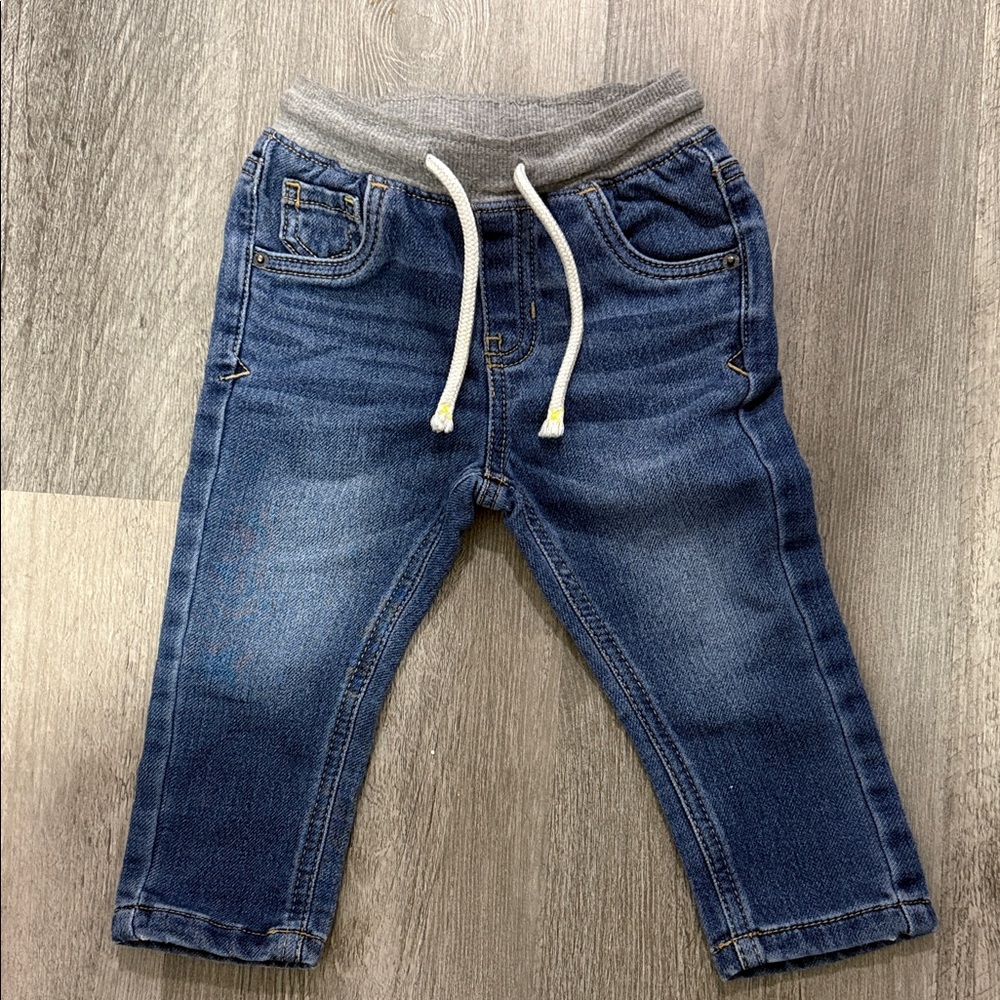 Cat & Jack Blue Jeans with Gray Waistband